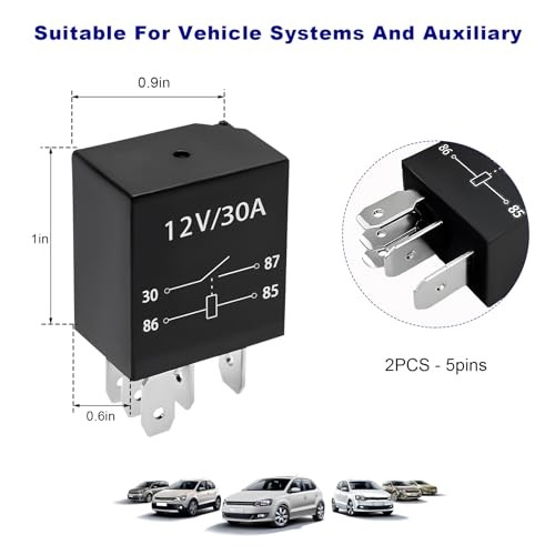 KVAEY 4 PCS 30A Starter Relay, 5 Pin 12 V Multi-Purpose Relays, 5Pin, 2PCS - Picture 2 of 6