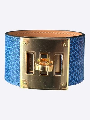 Hermes Blue Lizard & Gold Hardware Kelly Armband