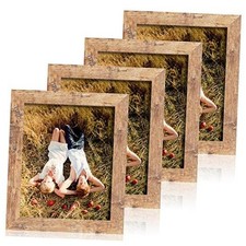 8x10 Picture Frame Set of 4, High Definition Real Glass 8X10 Rustic Brown