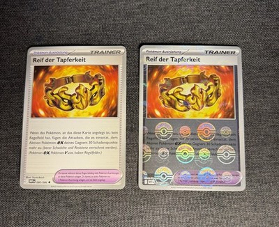 2x Reif der Tapferkeit 080/086 WHT Deutsch NM - 1x Pokeball Reverse & 1x Normal