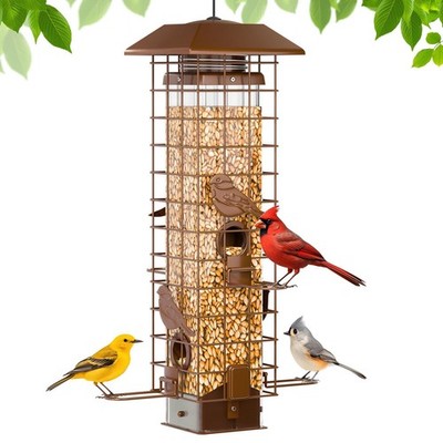 Squirrel-Proof Metal Bird Feeder with Removable Base, Weight-Activated Cage, ...