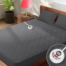 Heated Mattress Pad Size Quilted Heating Electric Bed Warmer Twin XL Gray