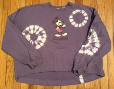 Disney Mickey Mouse Genuine Mousewear Purple Tie-Dye Cropped Sweatshirt Size XL