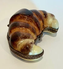 Authentic  French Limoges Porcelain Trinket Box CROISSANT Peint Main