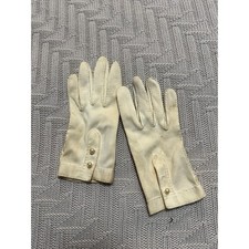 Vintage cream cotton satin wrist length gloves size 5.5 - 6