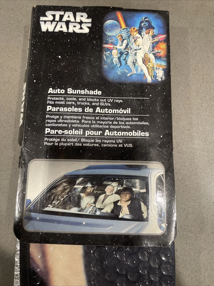 Star Wars Car Sunshade Windshield Folding Visor Strap ~57” Tesla Toyota BMW - Image 2 of 4