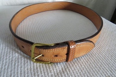 Vintage Bianchi B21 Brown Leather 1 3/4'' Fancy Stitch Gun Belt sz 40