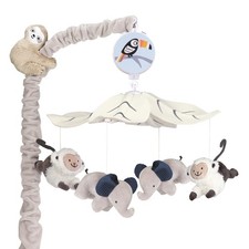 Lambs Ivy Jungle Party Gray Animals Musical Baby Crib Mobile Soother Toy