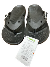 Crocs Unisex US Size M 6 - W 8 Black Classic Flip Flop Sandals w/ Crocs Jibbitz