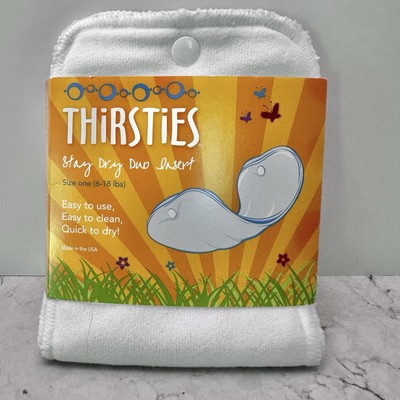 NWT Thirsties Stay Dry Duo Insert Size One 6-18lbs Cloth Diaper Insert ...