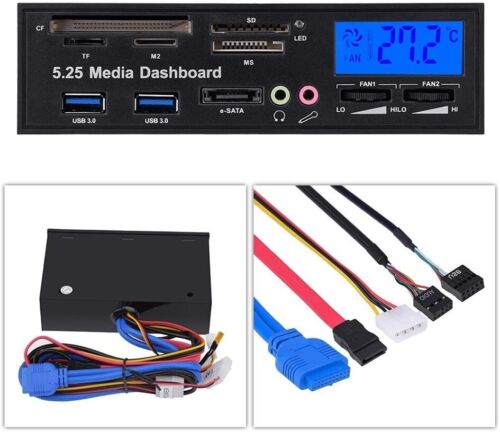 USB 3.0 5.25" E-SATA SATA Internal Media Dashboard Front Panel Card Reader UK - Photo 12/12