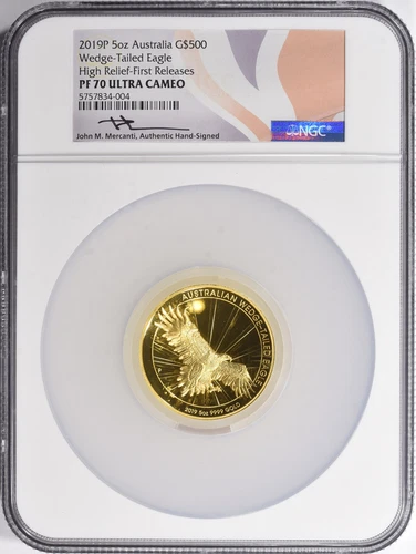2019-P Australia $500 WEDGE TAILED EAGLE GOLD PROOF NGC PF70 - 5 oz 9999 FINE Au