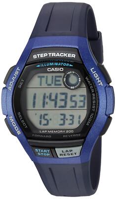Casio Men's Step Tracker Quartz Sport Watch with Resin Strap, Blue, 19.4