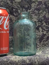 Aqua Rumford Chemical Works Round Bottle Blue Green Tinted Glass Thick