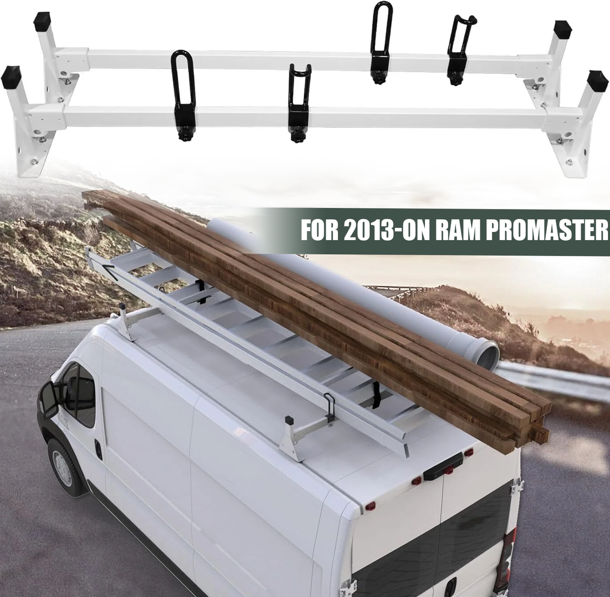 Steel Cargo Van Roof Ladder Rack Fit for RAM ProMaster 2013-2024