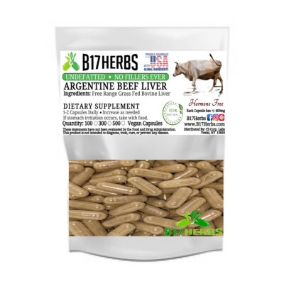 Argentine Beef Liver  - Hormone Free 600mg Grass Fed Gluten Free - 100 Veg. Caps