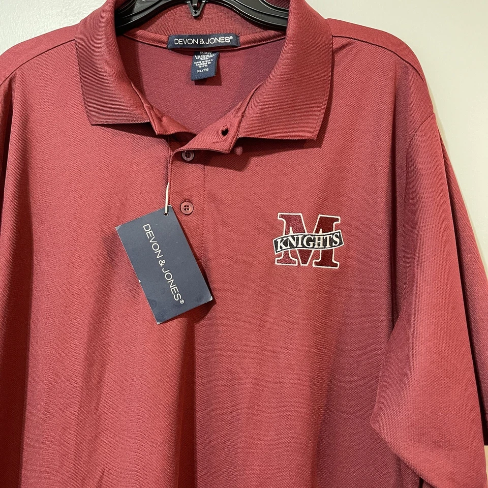 Devon & Jones Polo Shirt Short Sleeve Burgundy Mens Size XL M Knights - Image 2 of 4