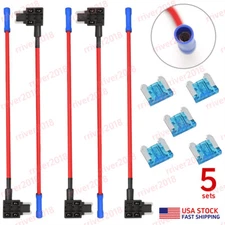 5 Sets Add-a-circuit Piggyback Fuse Holder Tap 15Amp Low Profile Micro Mini Fuse