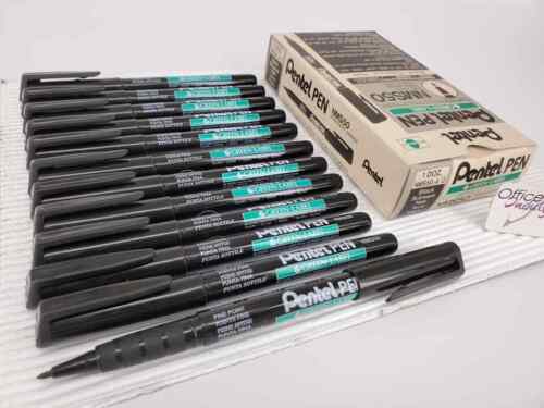 12 x BLACK Pentel NMS50 Permanent Marker Pen Fine CD/DVD Glass Plastics NMS50A - Picture 1 of 4