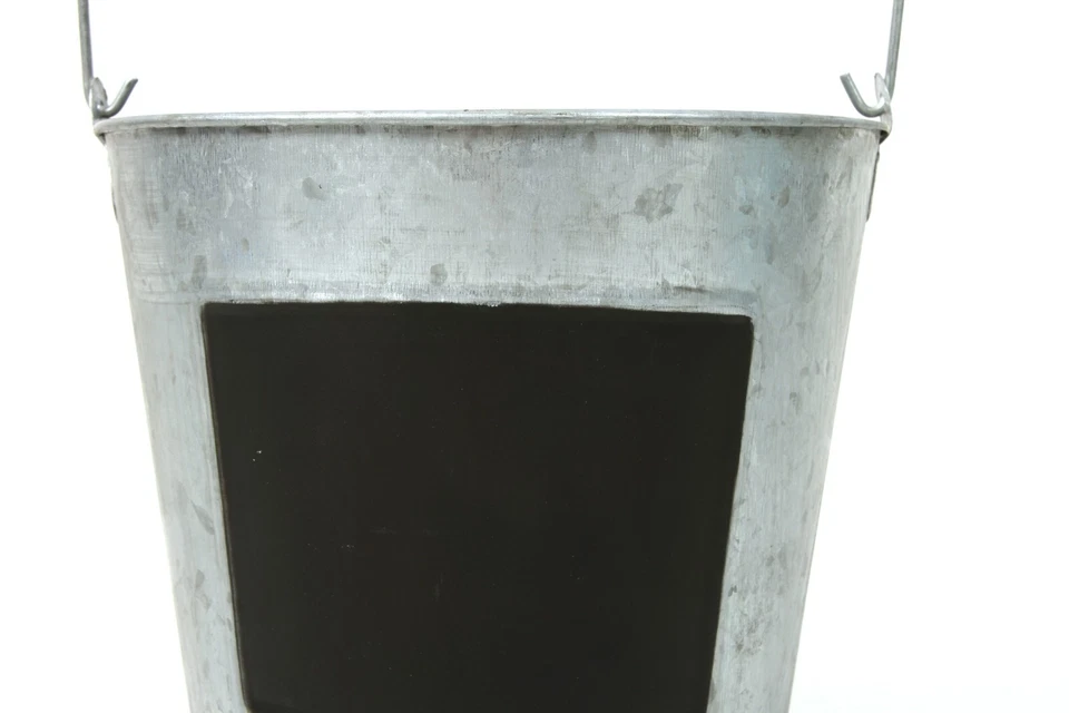 Cubo cubo de metal galvanizado Elegant Expressions by Hosley con pizarra ~ 6" x 7" Foto 4 de 4