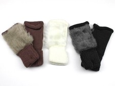 Fingerless Gloves with Faux Fur Womens