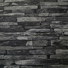Wallpaper textured Charcoal gray black modern wallcoverings rolls faux stone 3D