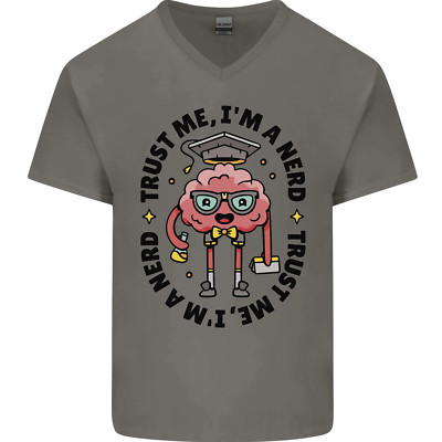 Trust Me Im a Nerd Geek Graduate Brainy Mens V-Neck Cotton T-Shirt