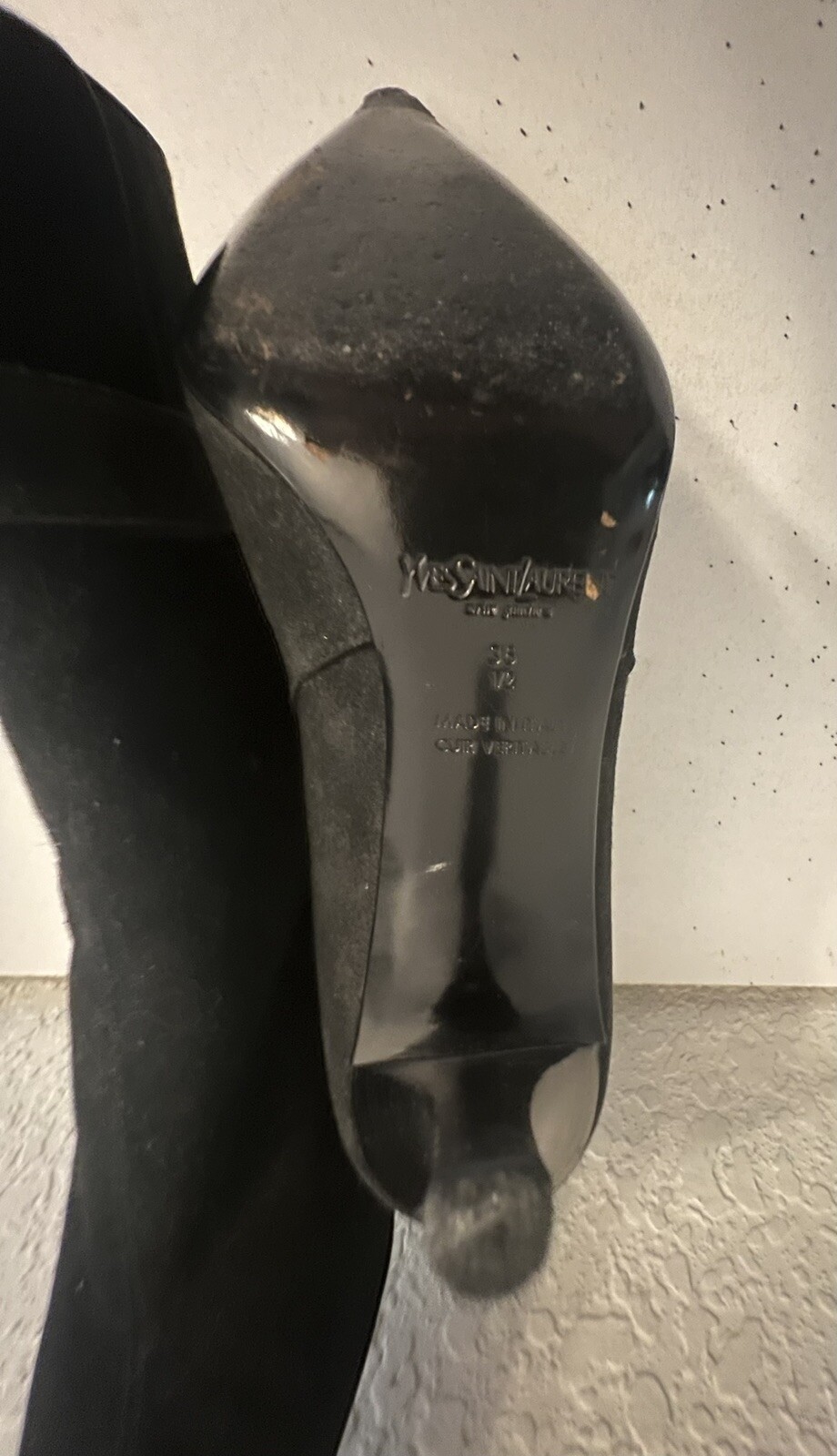 Stivaletti YSL Saint Laurent Paris Saint Laurent pelle scamosciata nera punta 6 5