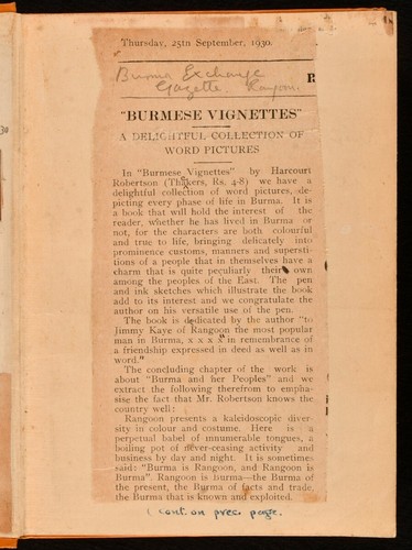 1930 vignettes birmanes officiel C Harcourt Robertson illustrées première édition auteur'...