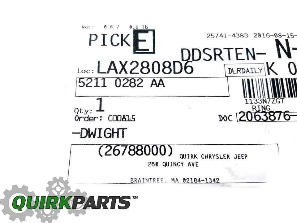 ANILLO DE BLOQUEO MÓDULO DE COMBUSTIBLE 02-26 JEEP DODGE CHRYSLER OEM NUEVO GENUINO MOPAR 52110282AA Foto 3 de 3