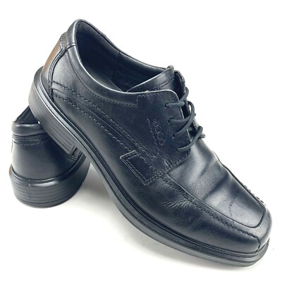 ECCO Berlin Mens Size 41 Black Apron Toe Tie Oxford Shoes
