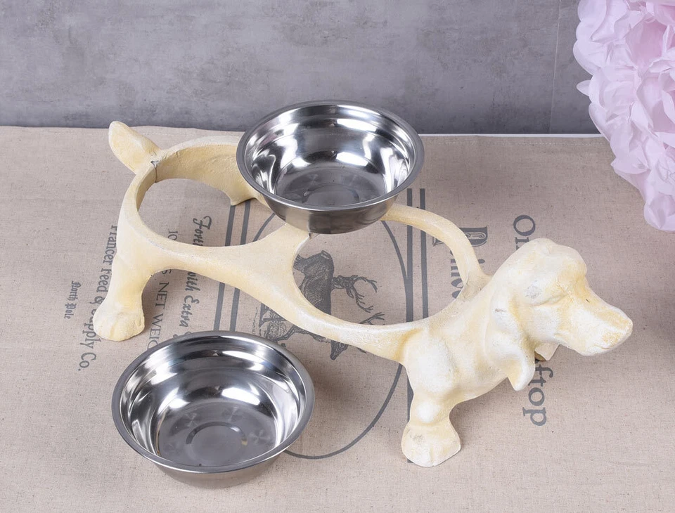 Fressnapf Futterbar Futternapf Dackelfigur Doppelnapf Hundenapf Weiss Wassernapf - Bild 4 von 4