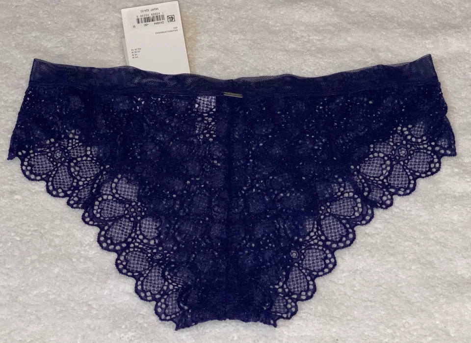 Braguita de bikini DKNY Superior elástica de encaje azul oscuro brasileña descarada para mujer S M L XL Foto 4 de 4