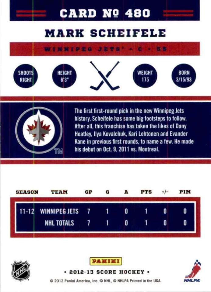 2012-13 Score Gold Rush Mark Scheifele #480 - Image 2 of 2