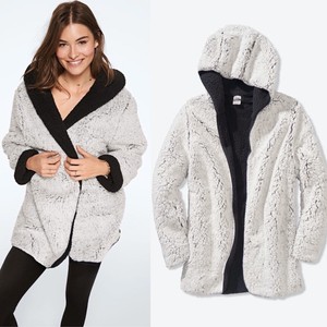 Victoriaâs Secret PINK Reversible Sherpa Cardigan Hoodie Grey X-Small/Small XS/S | eBay