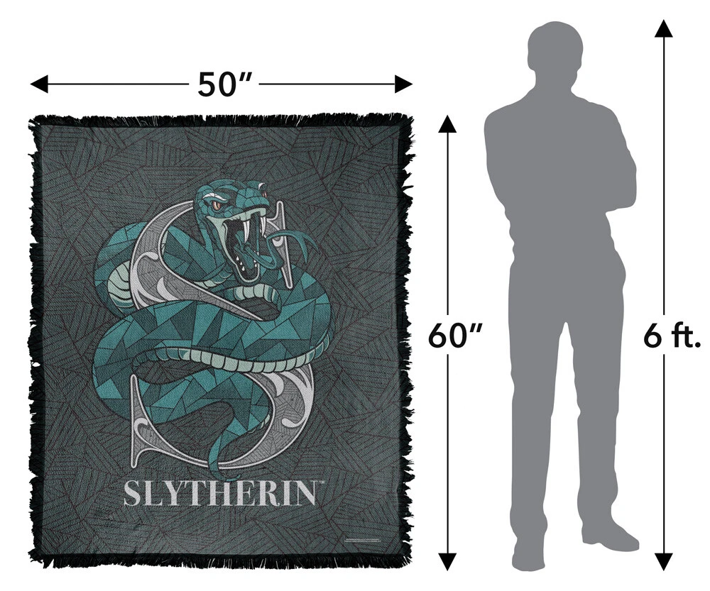 Harry Potter Blanket, 50"x60" Line Style Slytherin Woven Blend Throw