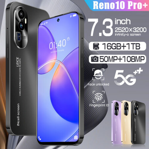 2023 Reno10 Pro+ Smartphone 7.3" 16GB+1TB Android Factory Unlocked Mobile Phone - Afbeelding 1 van 24