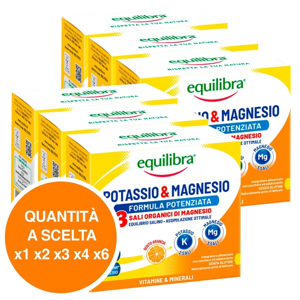 Equilibra Potassio Magnesio Formula Potenziata Integratore Sali Minerali Arancia-image