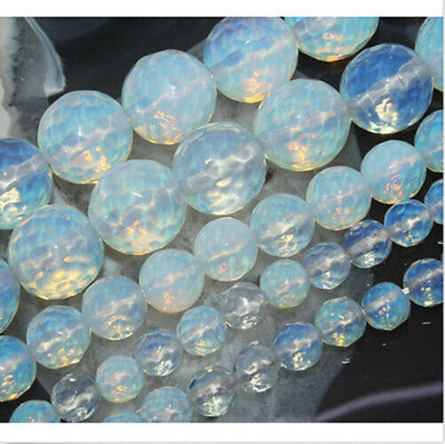   New 4/6/8/10/12/14mm Faceted Sri Lanka Moonstone Gemstone Loose Beads 15" AAA+ - Afbeelding 1 van 7