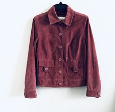 Cherokee Brick Red Suede Leather Button Up Jacket Size Medium