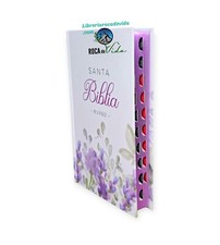 Bíblia para Mujer Letra 12 puntos RVR.1960 tela Tapa dura morada floral Indice 