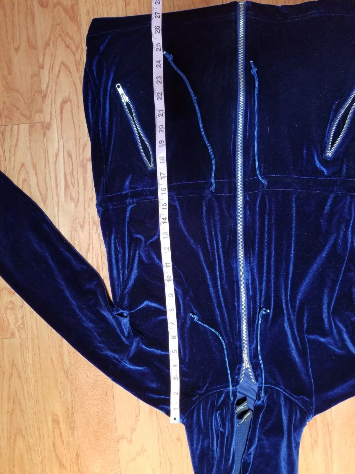 UNDERCOVER MODA INTERNATIONAL VICTORIA'S SECRET FELPA CON CAPPUCCIO FULL ZIP IN VELLUTO BLU TAGLIA XS