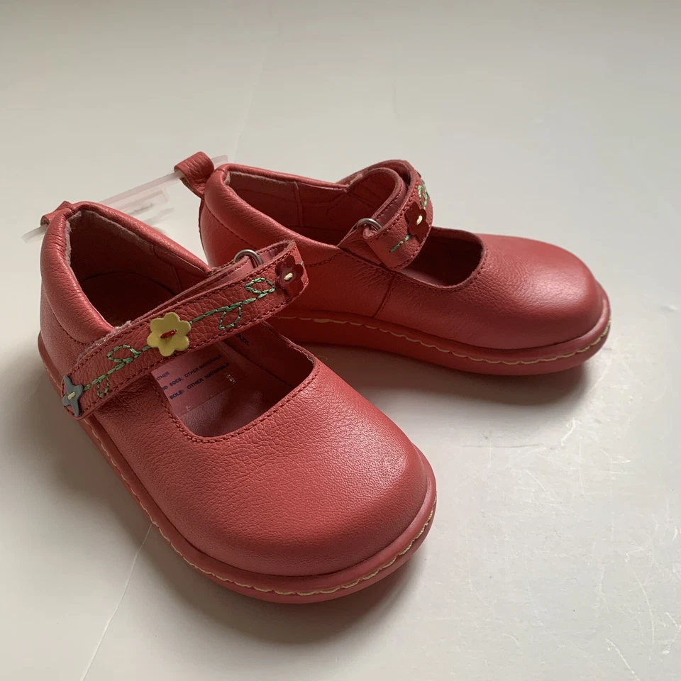 NUEVO CON ETIQUETAS Baby Gap Mary Jane Zapatos de Cuero Rosa Coral Niña 7 Pascua Primavera Foto 3 de 4