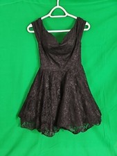Windsor Black Lace Dress Size Medium Off Shoulder Padded Top Tulle Bottom Lined