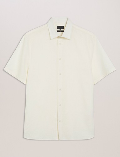 Ted Baker Naires Short Sleeve Button Down Shirt Linen - Size 4 (M)