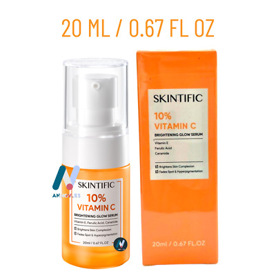 SKINTIFIC 10% Vit C Brightening Glow Serum Barriere Akne dunkle Flecken stump...