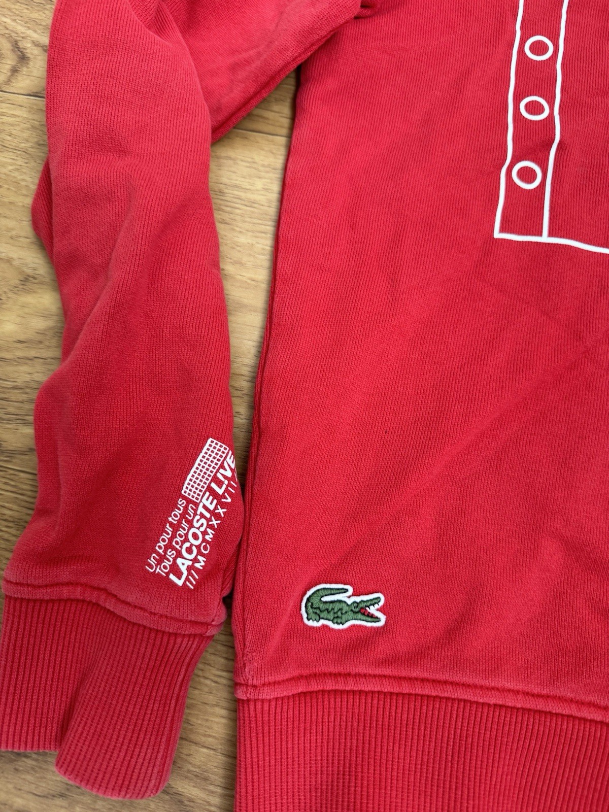 Lacoste Live Unisex Long Sleeve Pullover Sweatshirt Sz S Red thumbnail 3