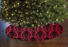 lovemyfabric Poplin Damask print Tree Skirt Christmas Decoration 58" Round Skirt