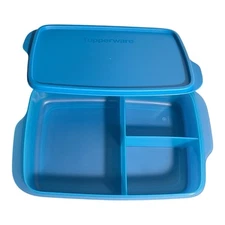 NEW! Tupperware Large Eco Lunch It Divided Container Meal Prep #7817  Blue