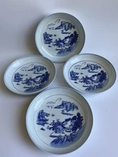 Chinese Jingdezhen Porcelain Blue White (4) Pasta/Salad Bowls/Plates MARKED